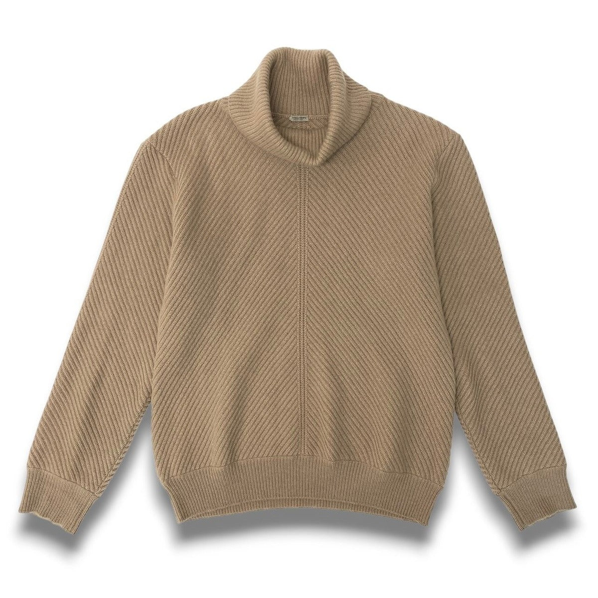 Bottega Veneta Cashmere Rib Knit High Neck Sweater Top 42 Beige — view 2