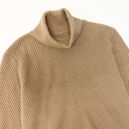 Bottega Veneta Cashmere Rib Knit High Neck Sweater Top 42 Beige — view 4