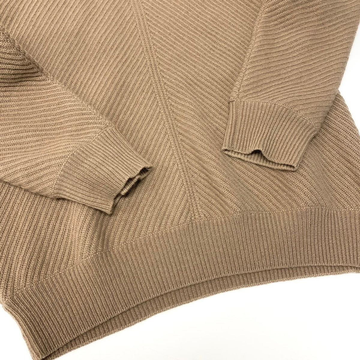 Bottega Veneta Cashmere Rib Knit High Neck Sweater Top 42 Beige — view 5