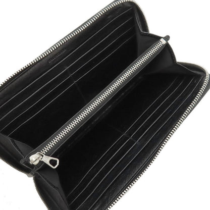 Balenciaga Long Wallet Round Zipper Graffiti Leather Black Silver Hardware