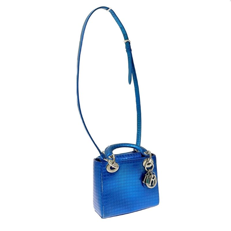 Dior Lady Dior Metallic Shoulder Bag Blue 417064 Shoulder Bag