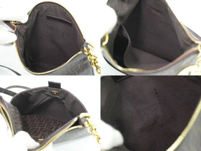 Authentic Fendi Zucchino Shoulder Bag Pochette PVC Brown 8bt150 Zucchino Bag