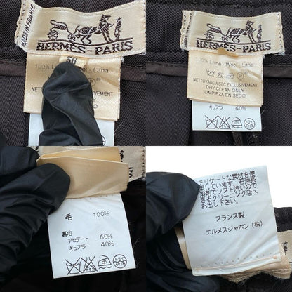Hermes Vintage Wool Straight Pants Bottoms Size 36 Women's Brown 24976