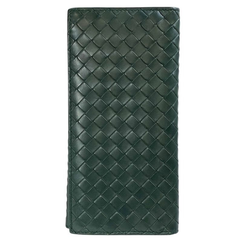 Bottega Veneta Intrecciato Bifold Long Wallet Billfold Leather Green