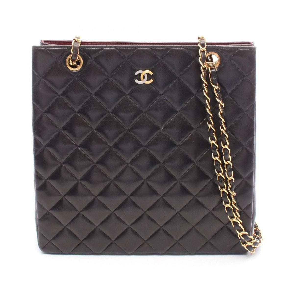 Chanel Tote Bag Quilted Black Lambskin Paris Limited