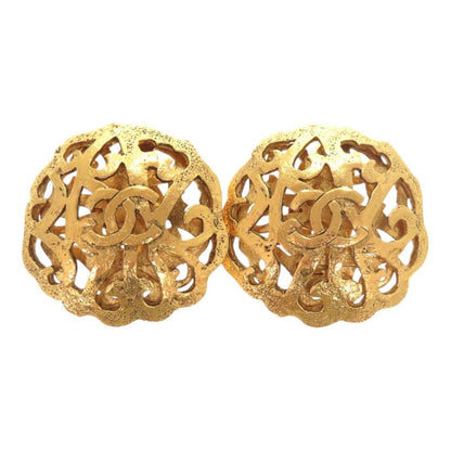 Chanel Vintage Coco Mark GP Gold Earrings 0146 Chanel