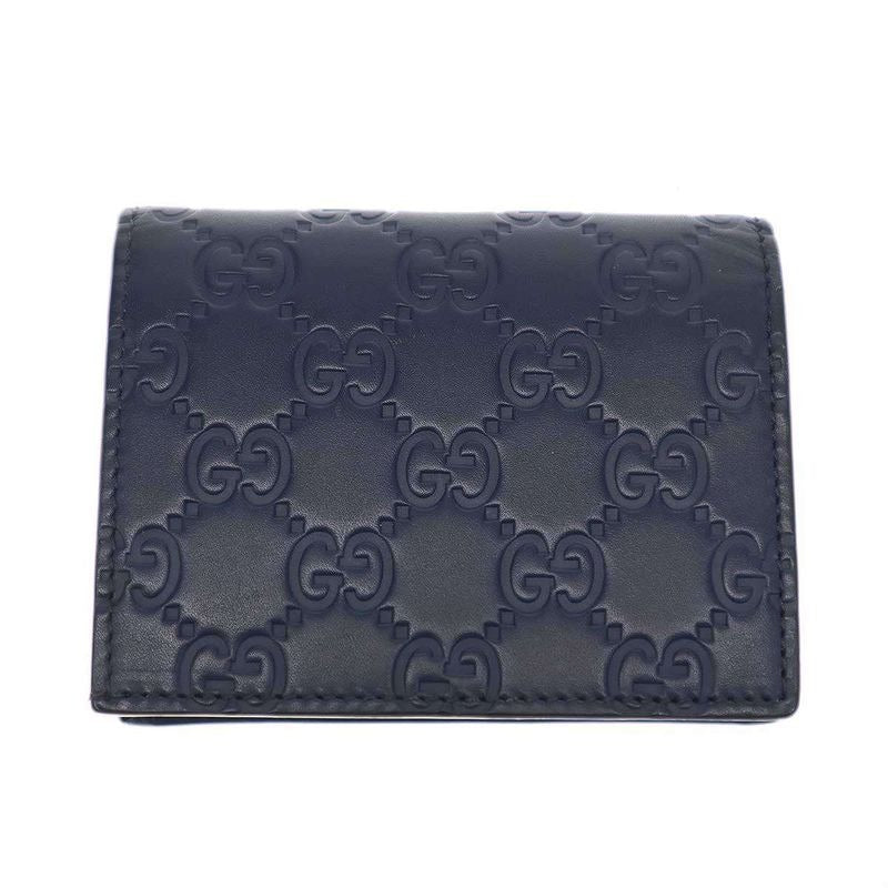 Gucci Striped Leather Compact Wallet Navy