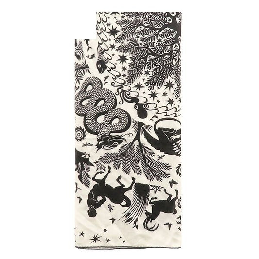 Hermes Shawl Carre 140 Cashmere Silk White Black le Charme D'orphee Attracted