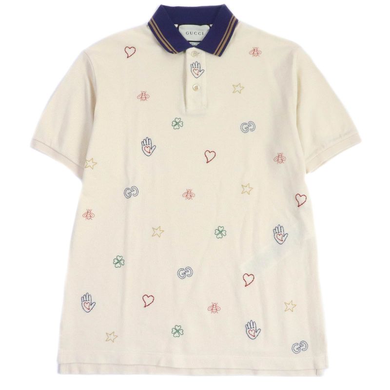 Gucci 625320 100% Cotton GG Logo Bee Star Embroidery Short Sleeve Polo Shirt
