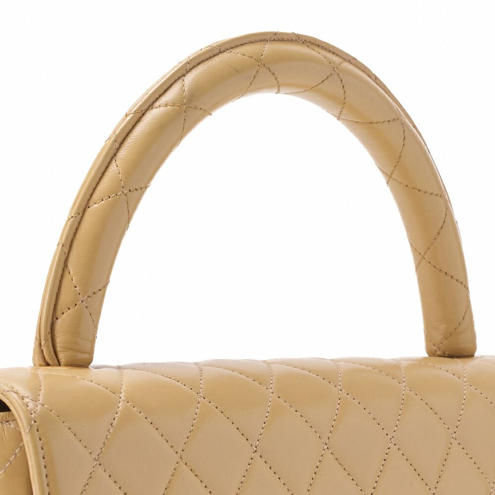 Chanel Handbag Matelasse Coco Top Handle Flap Bag Lambskin Beige Gold