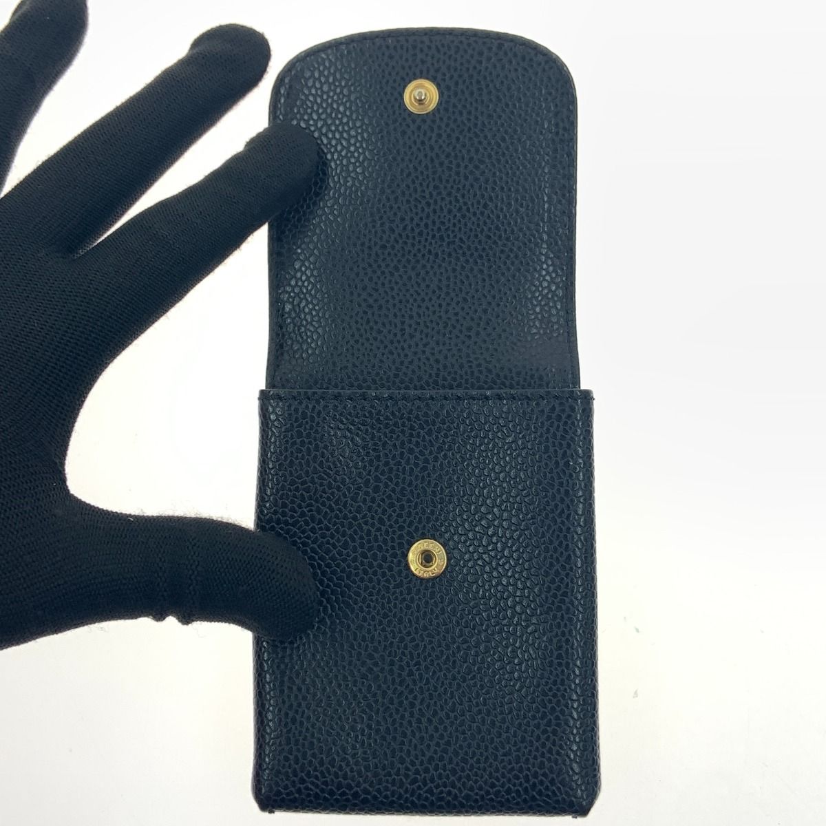 Chanel Caviar Skin Coco Mark Iqos Case Cigarette Case A135511 Black