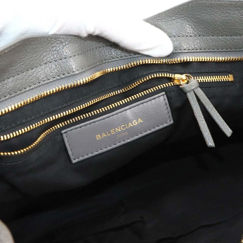 Balenciaga Classic Metallic Edge City 2way Hand Shoulder Bag Leather Grey