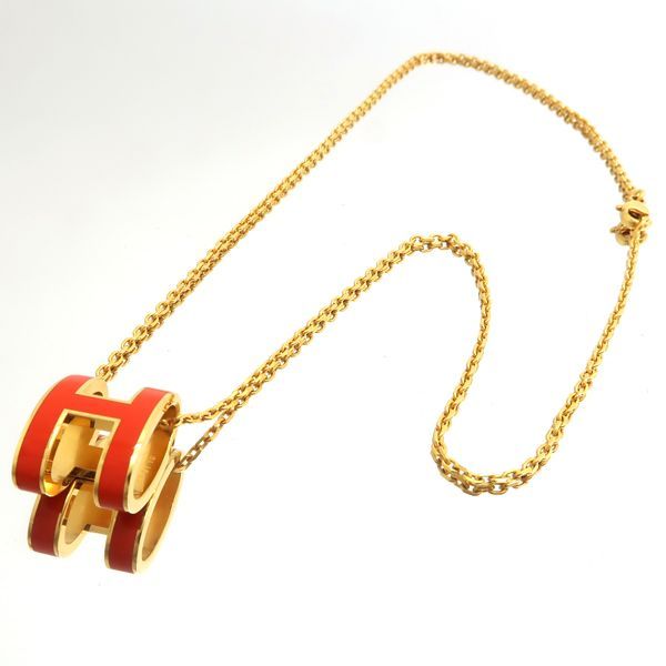 Hermes Pop Ash Necklace GP Orange Hermes