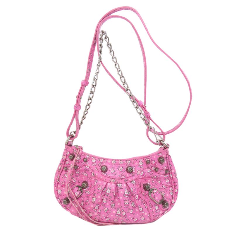 Balenciaga Le Cagole Mini 2-way Shoulder Bag Calf Women Pink Bunny