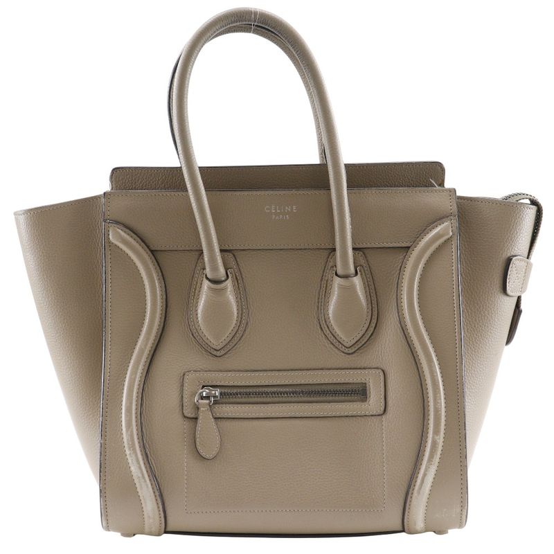 Celine Luggage Micro Shopper Leather Beige Women's Handbag