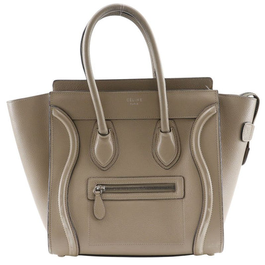 Celine Luggage Micro Shopper Leather Beige Women's Handbag