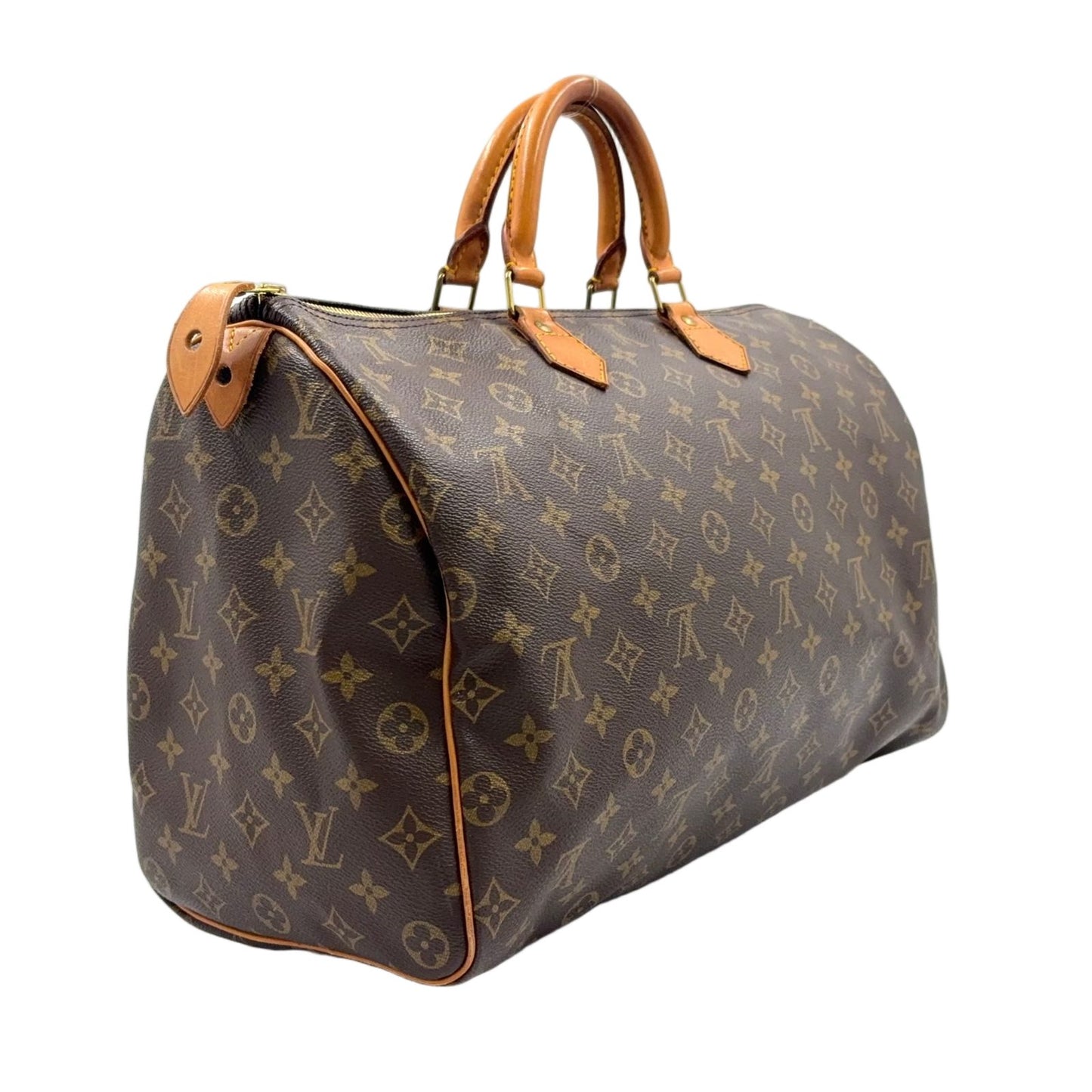 Louis Vuitton Speedy 40 Monogram Leather Brown Boston Bag Gold — view 2