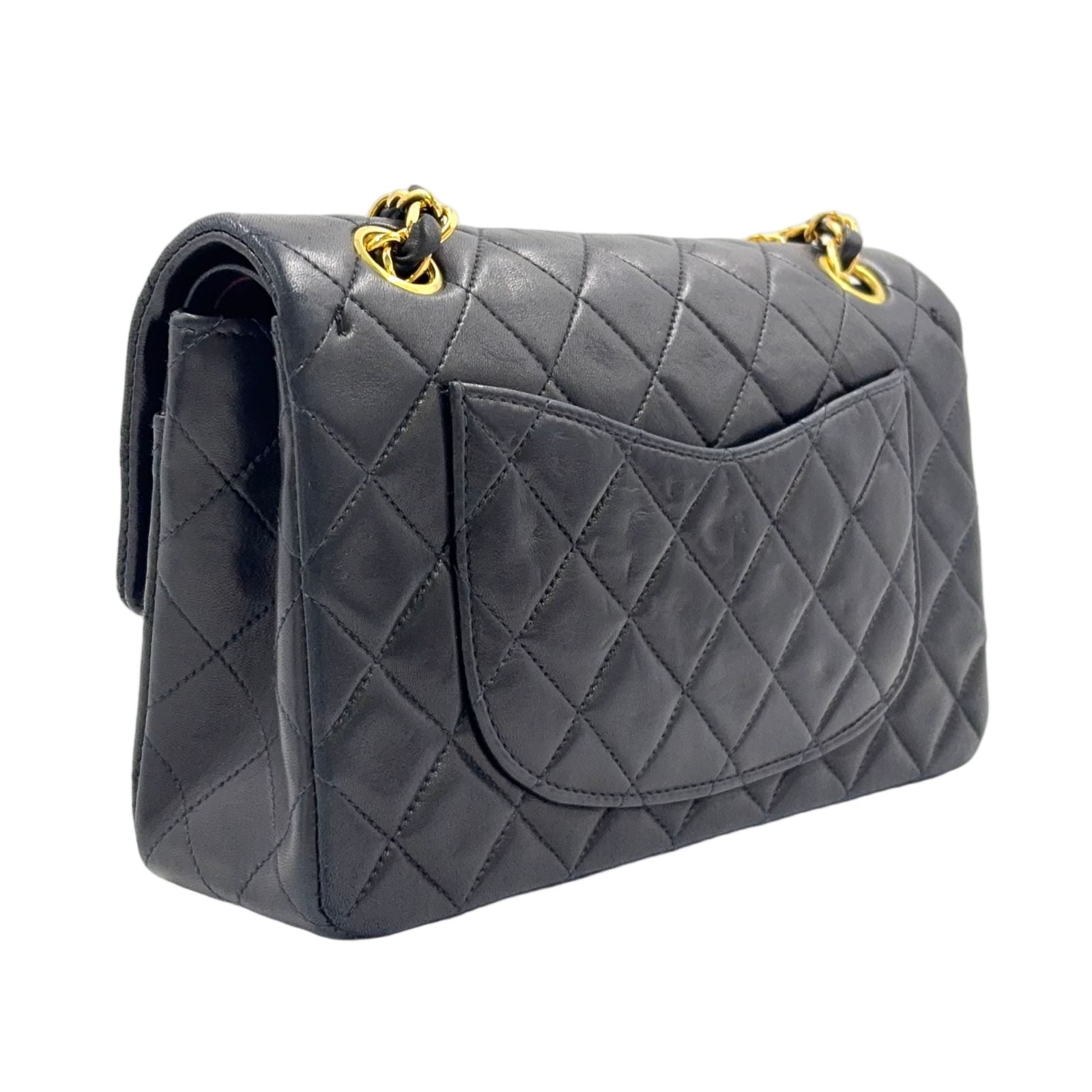 Chanel Double Flap Quilted Lambskin Black Chain Shoulder Bag Gold — view 2