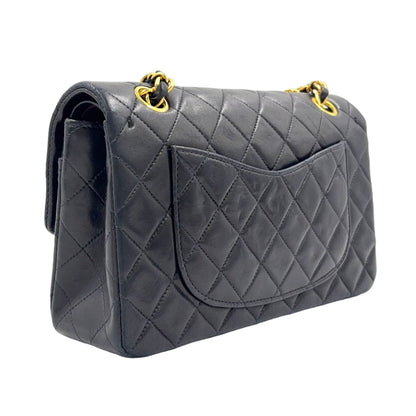 Chanel Double Flap Quilted Lambskin Black Chain Shoulder Bag Gold — view 2