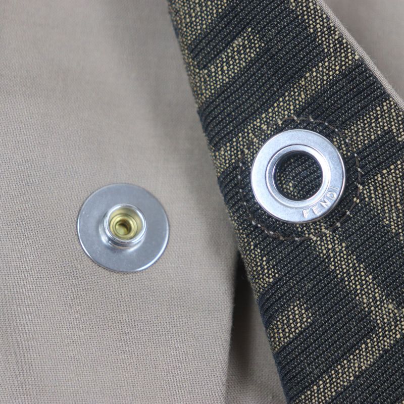  Fendi 2023 Ff0741 FF Logo Zucca Pattern Leather Use Reversible Trench Coat