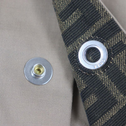  Fendi 2023 Ff0741 FF Logo Zucca Pattern Leather Use Reversible Trench Coat