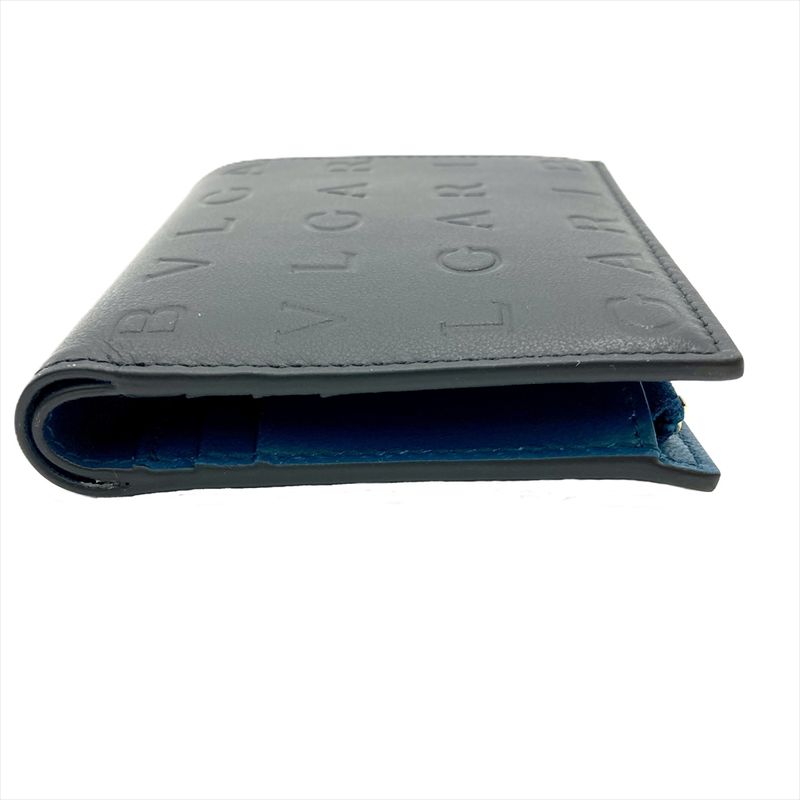 Bulgari Bvlgari Zippy Compact Wallet Infinitum Fold Wallet Leather Black Gold