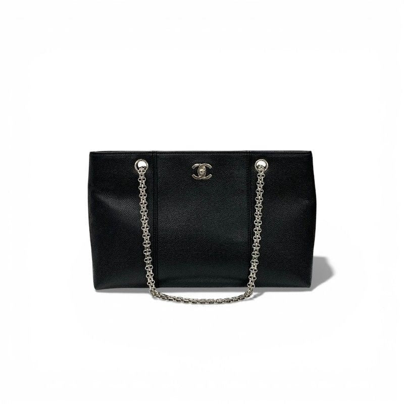 Chanel Bag Tote Black Silver Chain