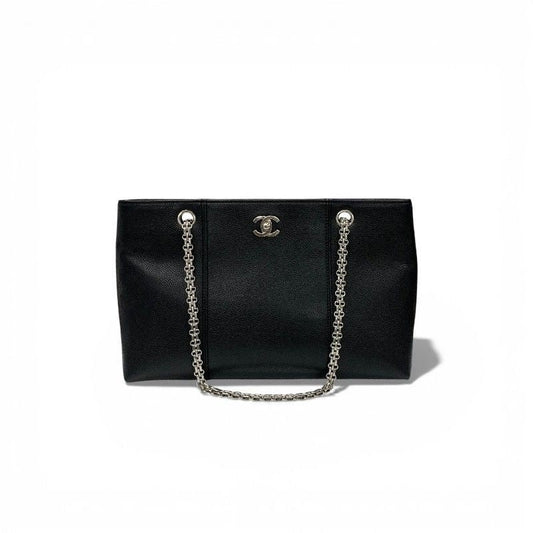 Chanel Bag Tote Black Silver Chain