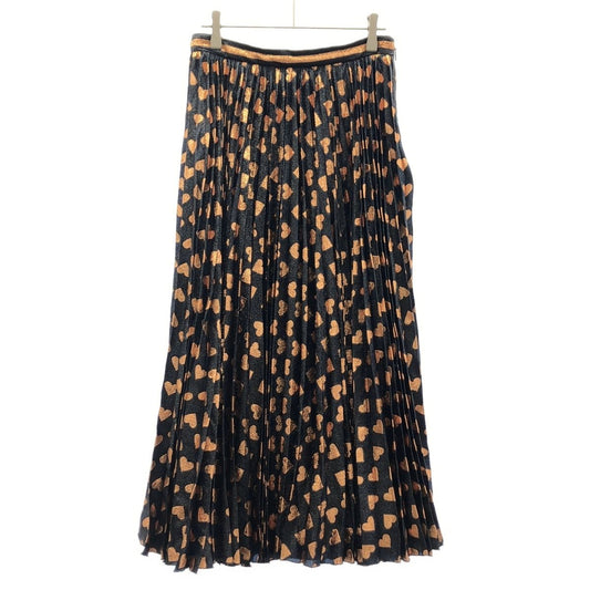 Gucci Heart Pattern Pleated Skirt Navy Gold 40 Navygold
