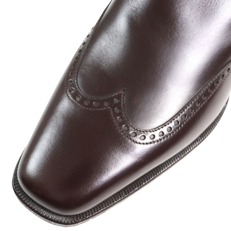 Hermes Wingtip Leather Slip-on Loafers Dark Brown 40.5 Storage With Bag Made In