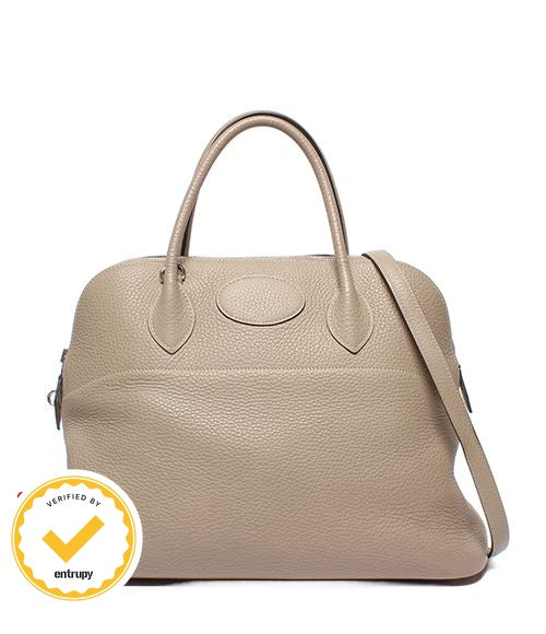 Hermes 2-Way Shoulder Bag Silver Taurillon Clemence Bolide 35
