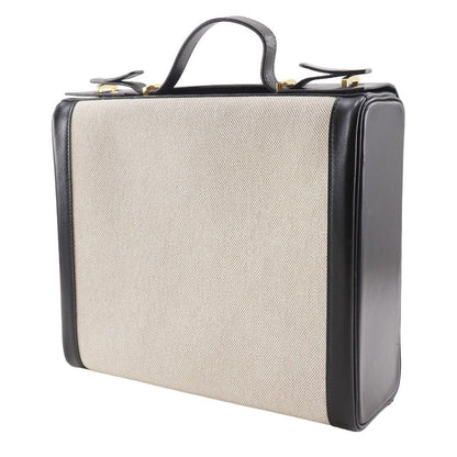 Hermes Vanity Travel Case Vintage Calf Black/beige 0X Unisex Handbag