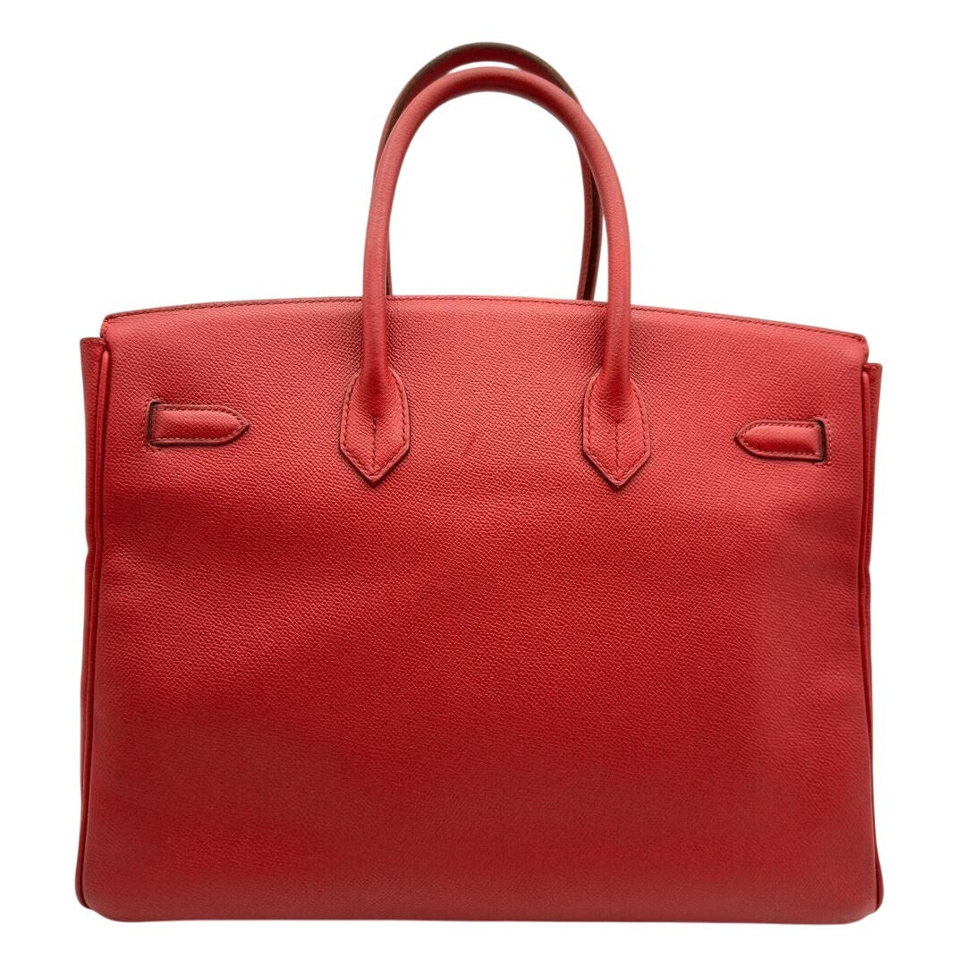 HERMES Birkin 35 GHW Vintage Rouge Vif Epsom Leather Shoulder Bag