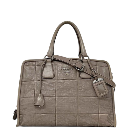 Prada 2 Way Bag Grey Bn2217 Excellent Condition Nappa Leather Preowned