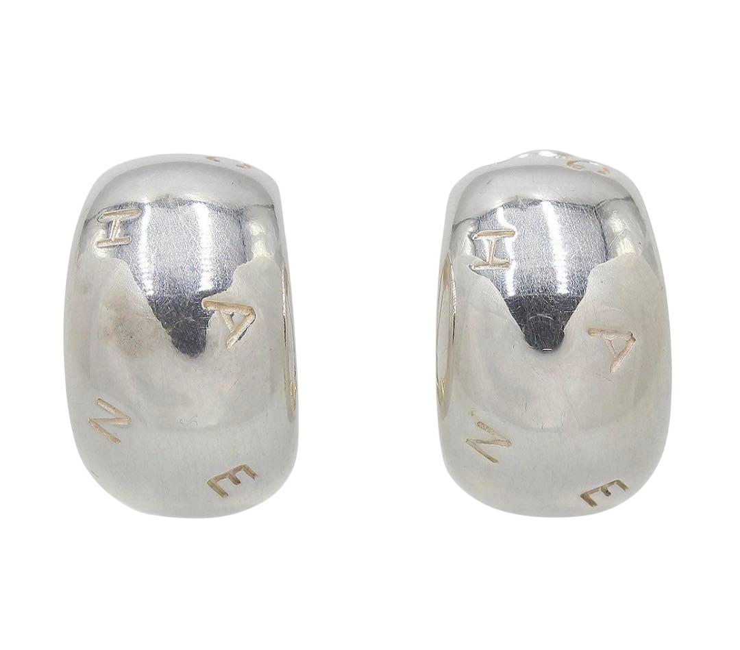 Chanel Sv925 Logo Dome Earrings