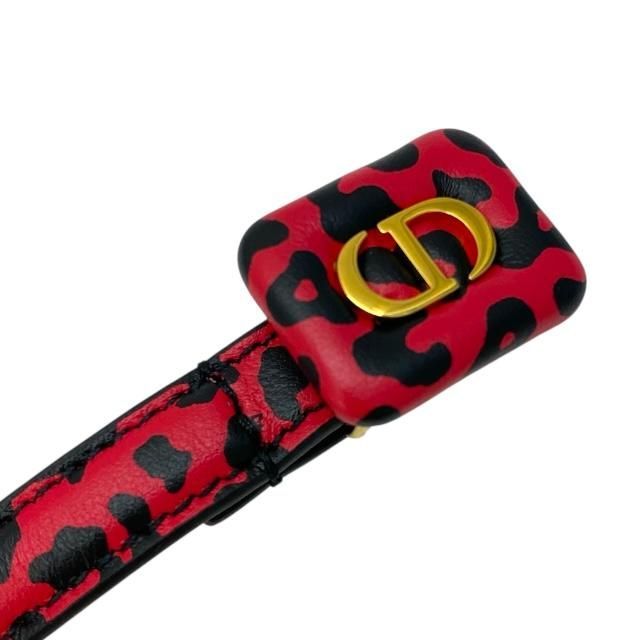 Christian DIOR 23-ma-0241 Bobby Belt Leopard Leather Pink Black Gold [size 80