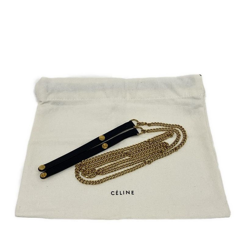 Celine Flamed Evening Clutch Dark Navy And Bordeaux Chain Shoulder/2way Leather