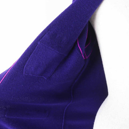 CHANEL 23AW P75656 100% Cashmere Bicolor Long Knit Cardigan With Rhinestone