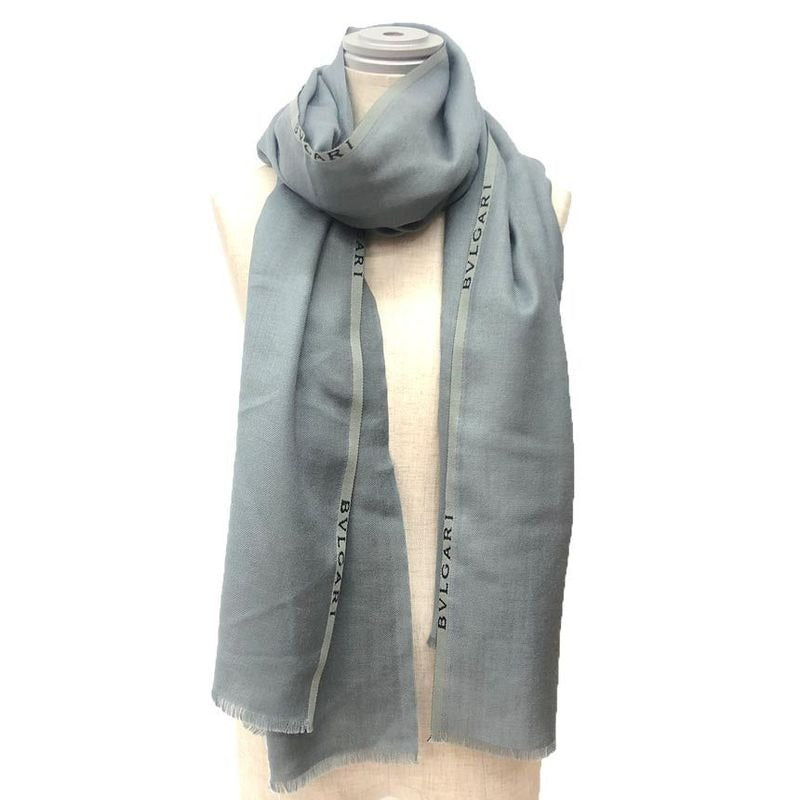 Bvlgari Shawl Wool Cashmere Silk Greyish Blue