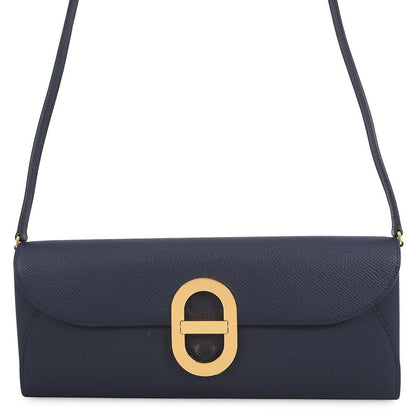 Hermes Wallet Chaine D'ancre to Go Blue Indigo Gold Epsom