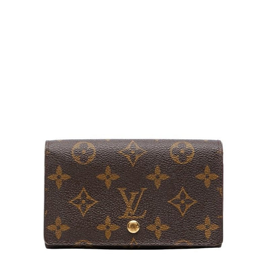 Louis Vuitton Monogram Porte Monnaie Bier Tresor Brown Leather