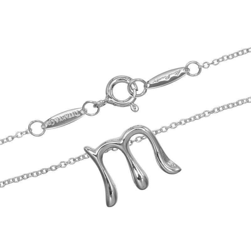Tiffany & Co Alphabet Letter M Silver 925 Ladies 2.2g Necklace
