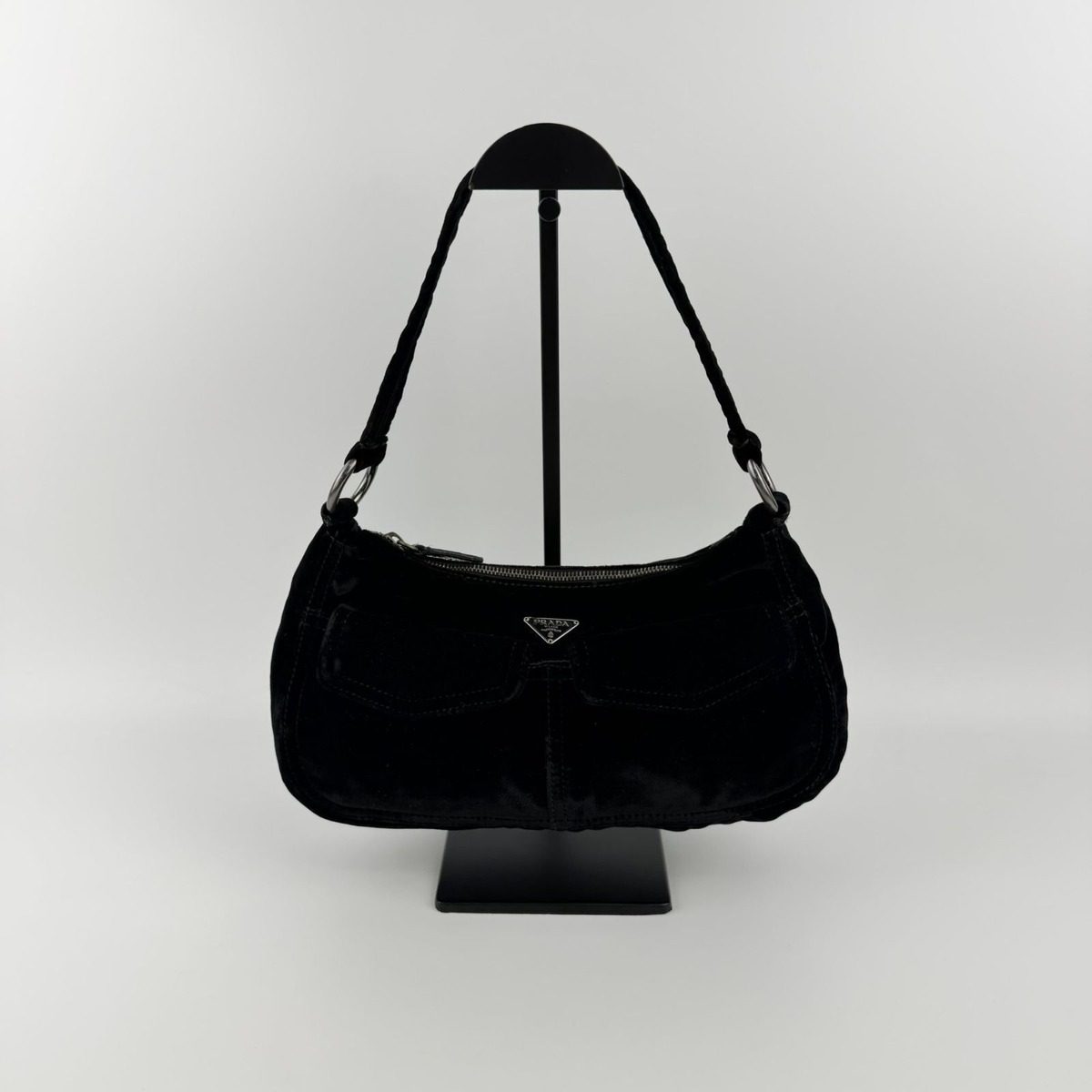Prada Shoulder Bag Black Velvet Vintage — view 2