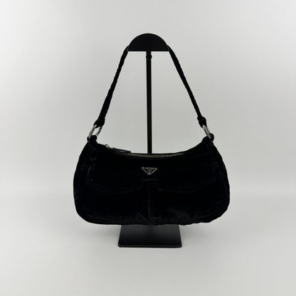 Prada Shoulder Bag Black Velvet Vintage — view 2