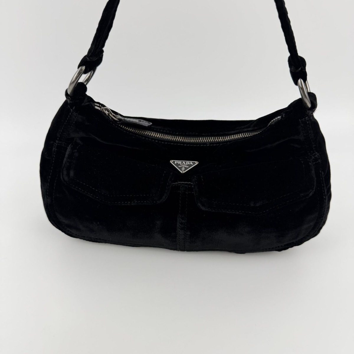 Prada Shoulder Bag Black Velvet Vintage — view 3
