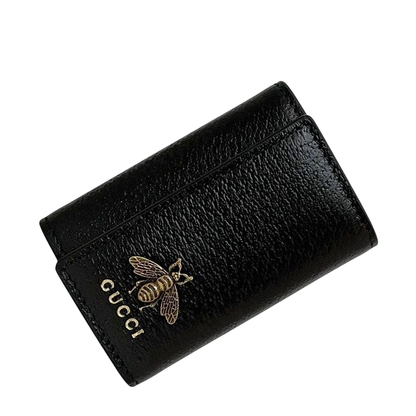 Gucci 6strand Key Case Black Animalier Metallic Ruby 523683