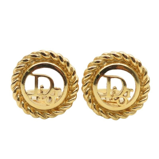 Christian Dior Earrings Logo Metal Gold Plated GP Accessories
