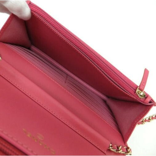 Chanel Chain Wallet Quilted Lambskin Pink Gold 8 Digits 19 X — view 4