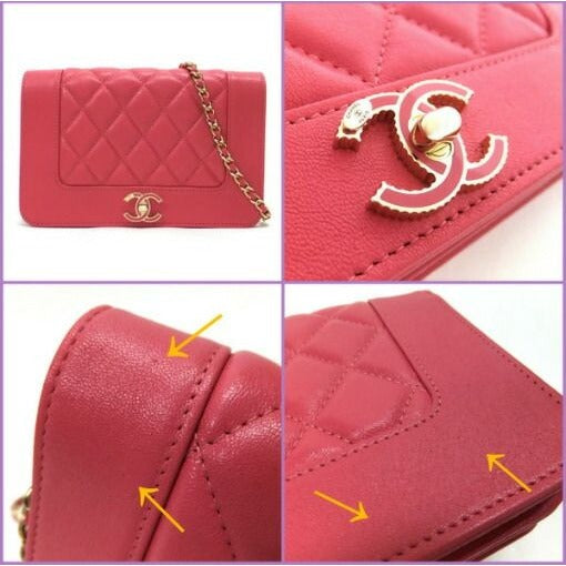 Chanel Chain Wallet Quilted Lambskin Pink Gold 8 Digits 19 X — view 7