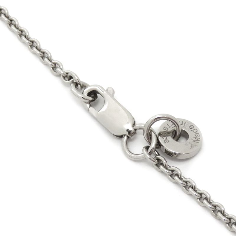 Hermes Necklace Col H Pendant Metal Lacquer Gray and Silver Hardware Horn Motif